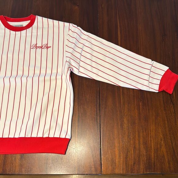 Bogey Boys White Red Striped Crewneck Golf Sweater Men’s Large Pullover - Picture 5 of 9